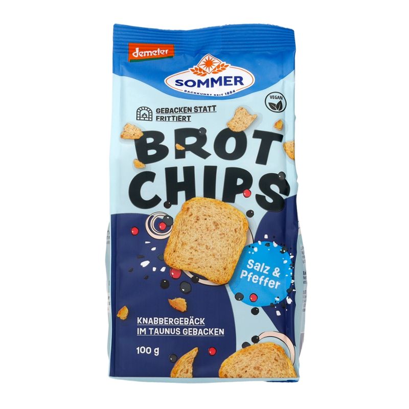 SOMMER BACKKUNST SEIT 1864 Demeter Brot Chips - Salz & Pfeffer - Produktbild