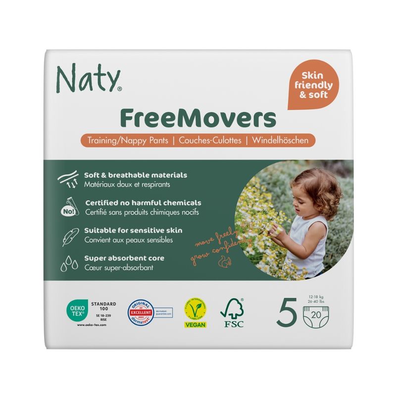 Naty Naty Windelhöschen FreeMovers  Gr. 5 (12-18 kg), 20 St - Produktbild