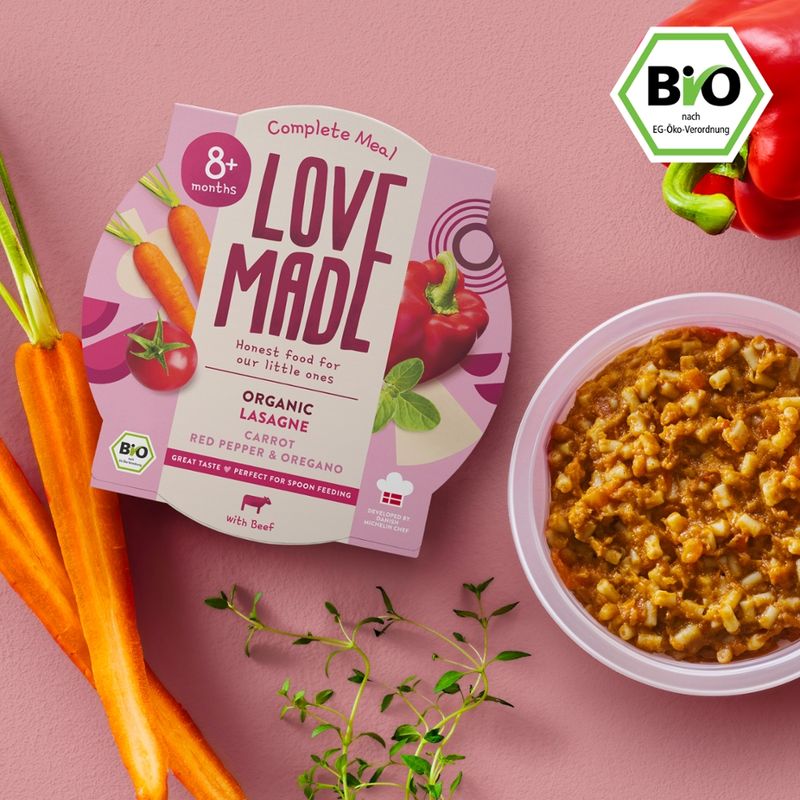 LoveMade Organics Bio Lasagne mit Karotten, Paprika und Oregano 8+ Monaten - Produktbild