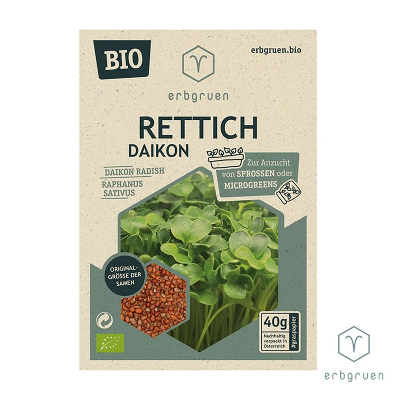 erbgruen Rettich Daikon - BIO Microgreens/Sprossen Samen, 40g - Produktbild
