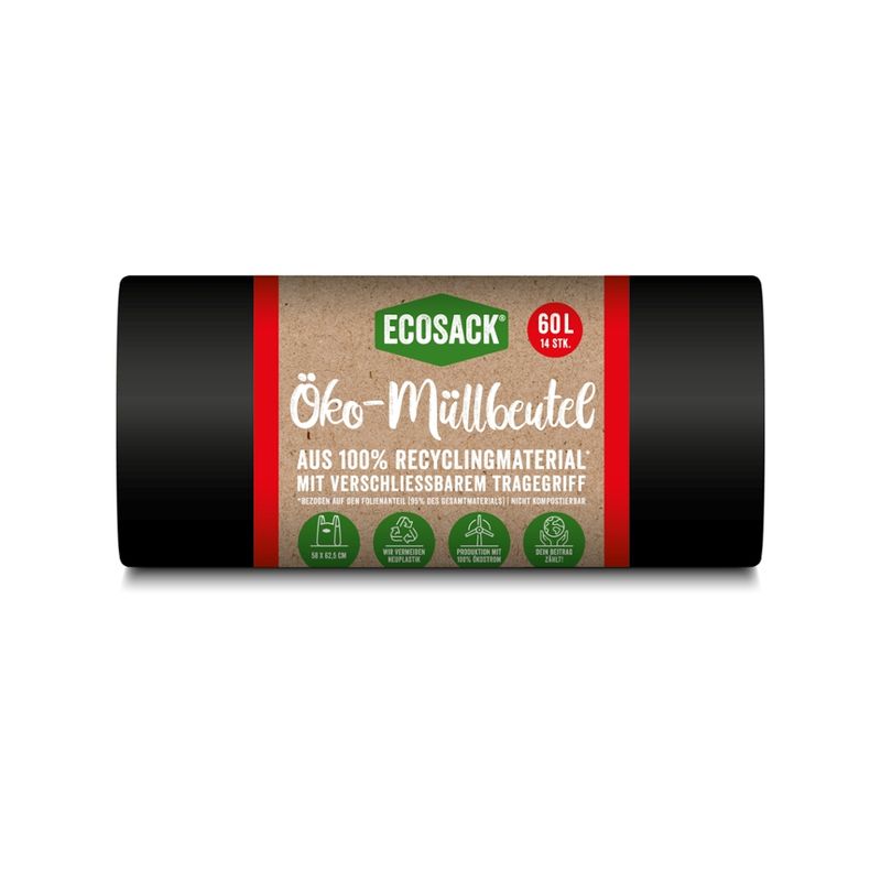 ECOSACK ECOSACK® 60L, Verschluss: t-shirt, schwarz - Produktbild
