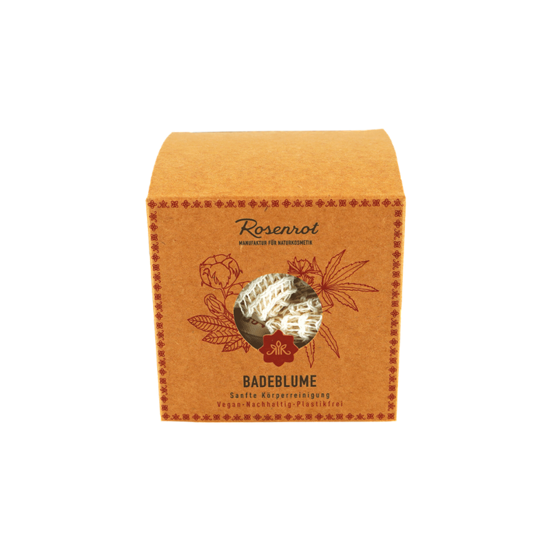 Rosenrot Naturkosmetik Badeblume - Sanfte Körperreinigung 100% vegan - 100% plastikfrei - Rein pflanzlich - Produktbild