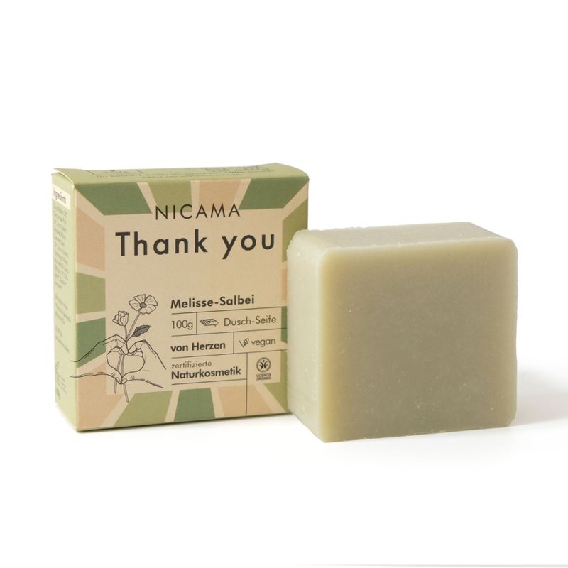 NICAMA NICAMA zertifizierte Bio-Seife Thank you-Seife Melisse Salbei 100g - Produktbild
