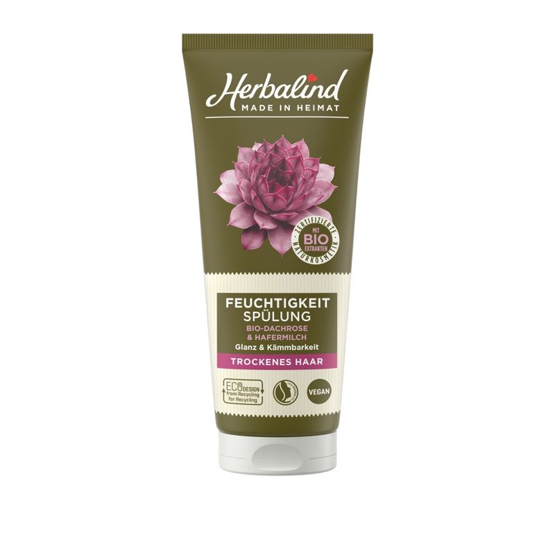 Herbalind Spülung Feuchtigkeit Bio-Dachrose & Hafermilch sorgt für Glanz & Geschmeidigkeit - für trockenes Haar - Produktbild