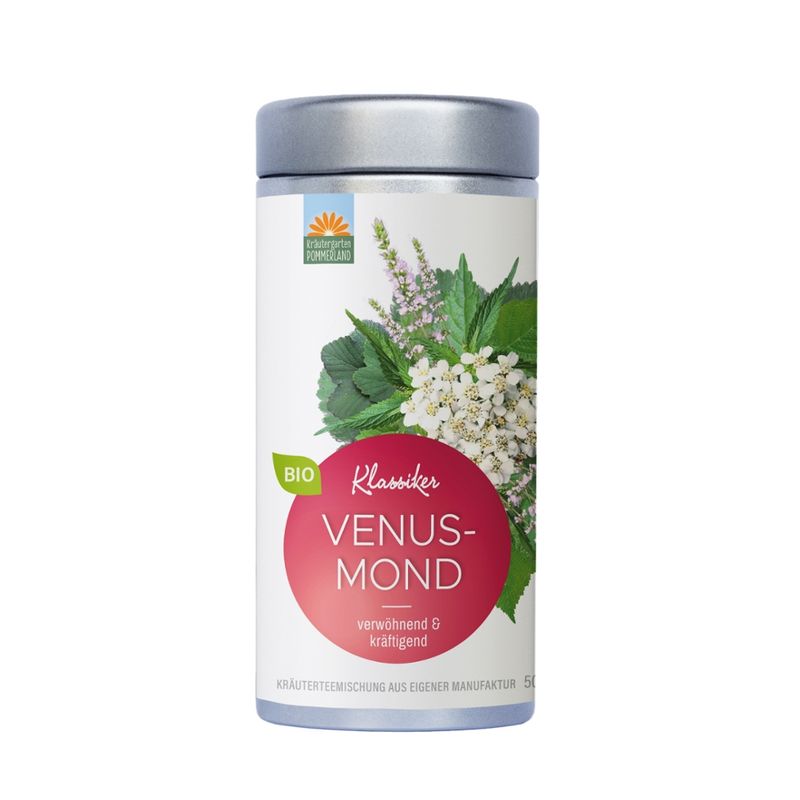 Kräutergarten Pommerland Venusmond, verwöhnender Bio-Frauentee in der Vorratsdose - Produktbild