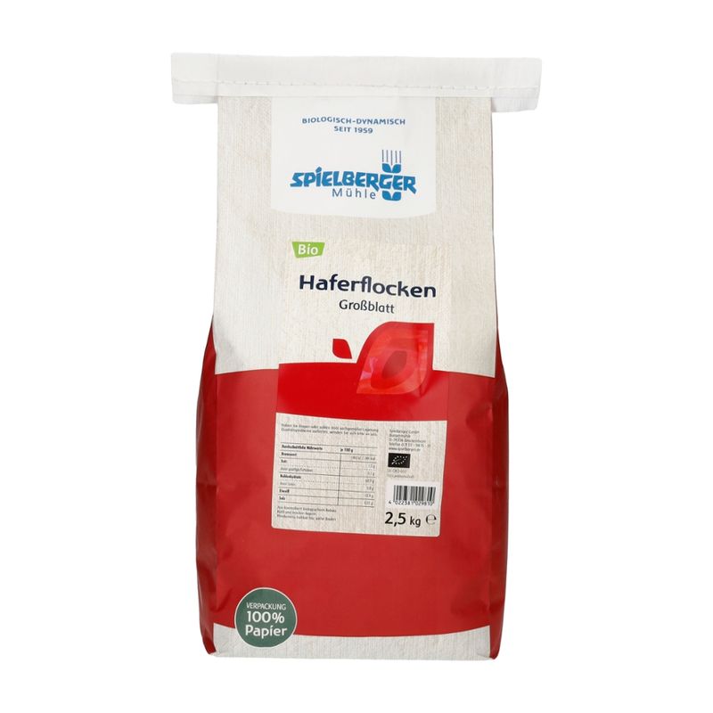 Spielberger Mühle Haferflocken Großblatt, kbA – für Familien & Vorrat - Produktbild
