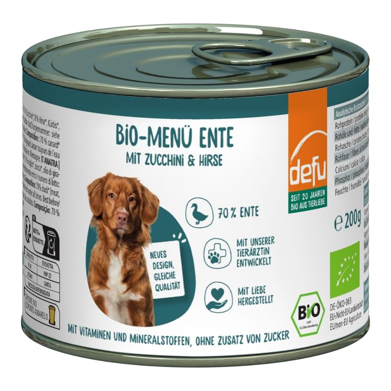 defu - Das Tierfutter vom Bio-Bauern Hund Bio-Menü Ente mit Zucchini & Hirse - Produktbild