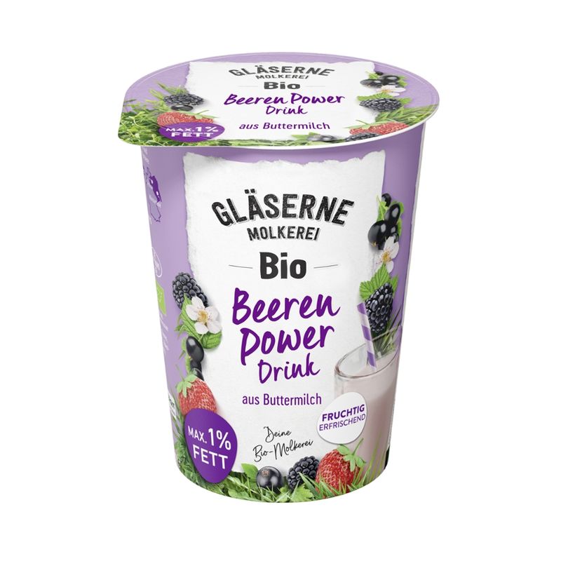 Gläserne Molkerei GM Bio Buttermilch Drink Beeren Power 500g - Produktbild