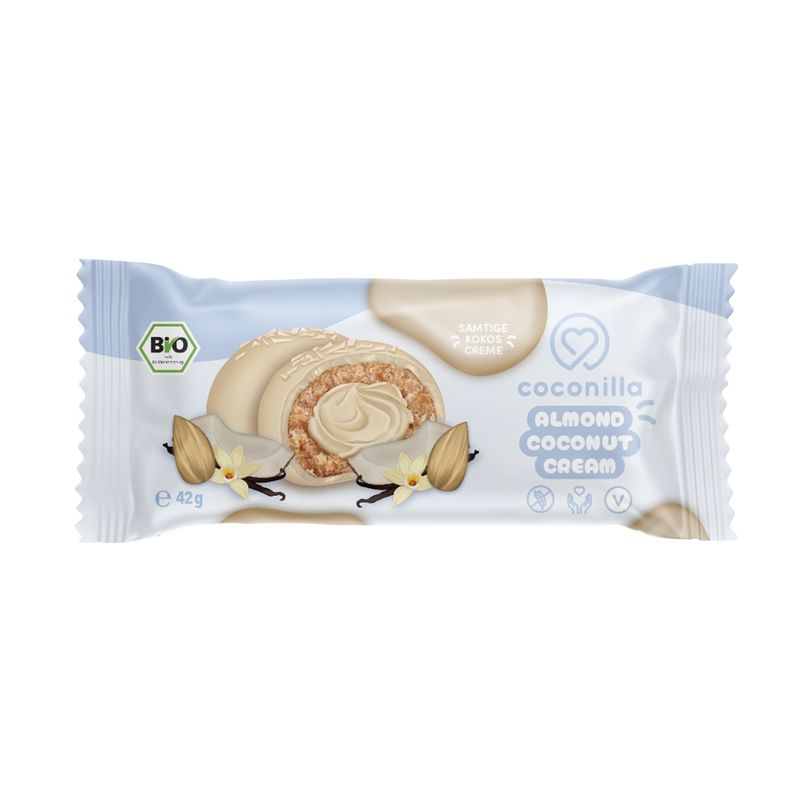 coconilla gefüllte Haferbites umzogen mit Schokolade - Cookie Bites Coconut Almond Cream - Produktbild