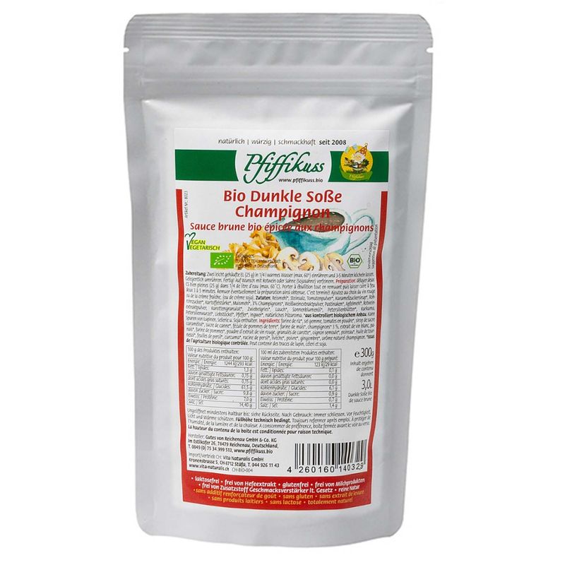 Pfiffikuss Gutes von der Reichenau Bio Dunkle Soße mit Champignon 300g Beutel - Produktbild