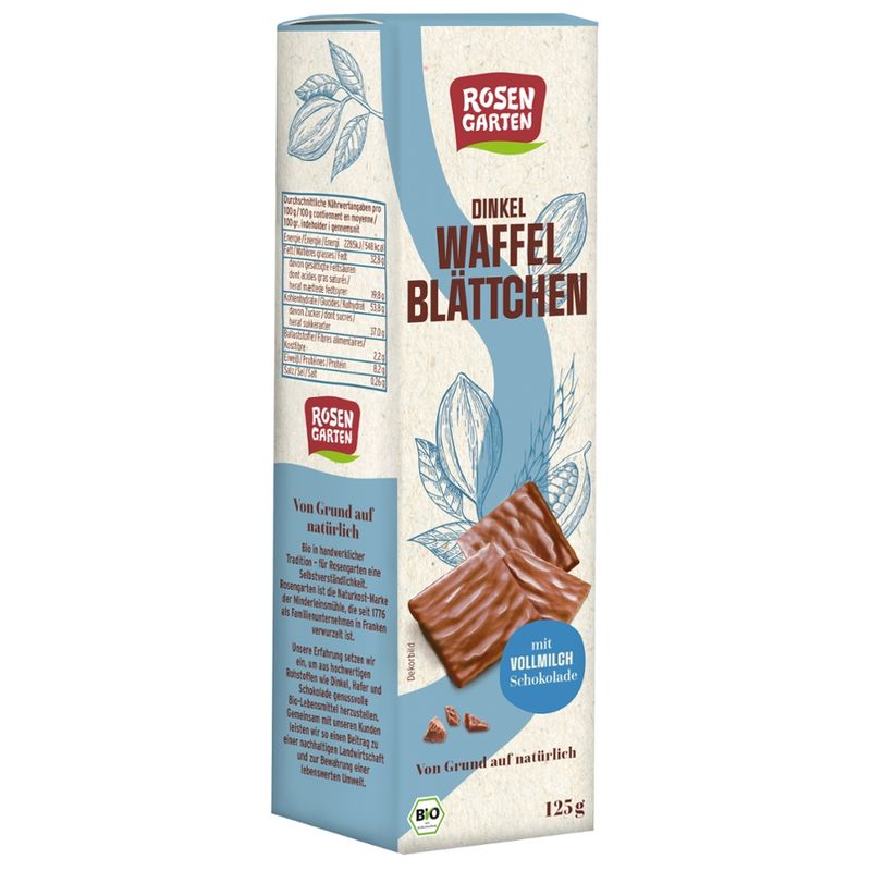 Rosengarten Dinkel-Waffelblättchen Vollmilch - Produktbild