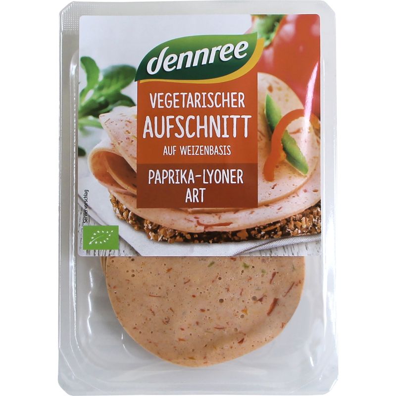 dennree Vegetarischer Aufschnitt auf Weizenbasis Paprika-Lyoner Art - Produktbild