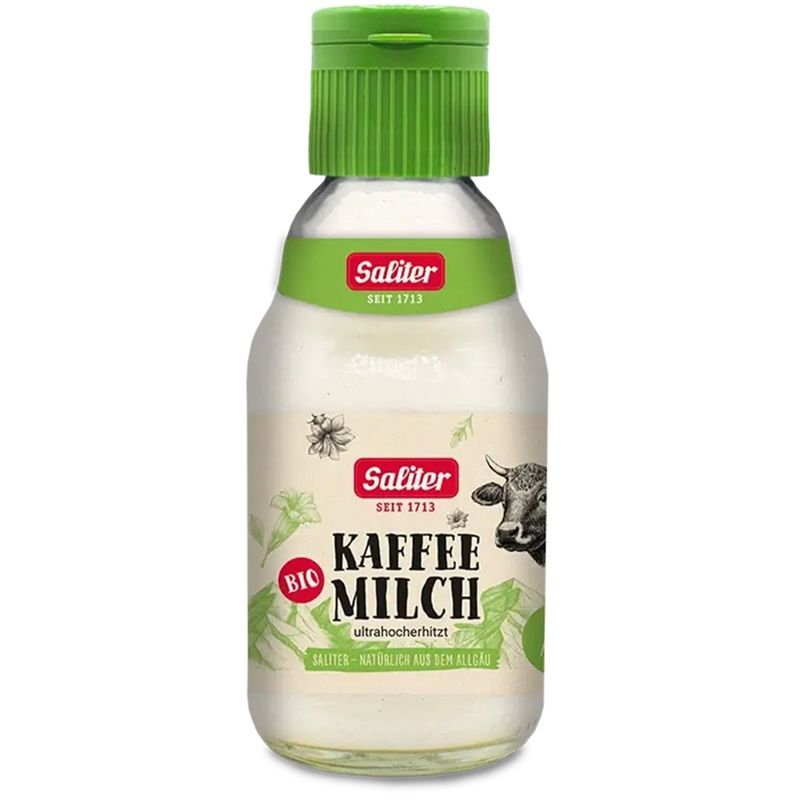 SALITER Bio-Kaffeemilch 4 % Fett 165 ml Einweg-Glasflasche - Produktbild
