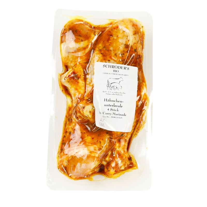 Schröder's Bio Fleisch- und Wurstwaren Hähnchenunterkeulen Curry 4x100 g - Produktbild