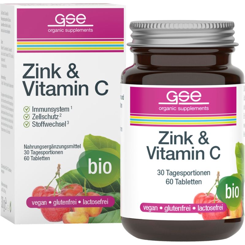 GSE  Zink & Vitamin C Complex (Bio), 60 Tabletten à 500 mg - Produktbild