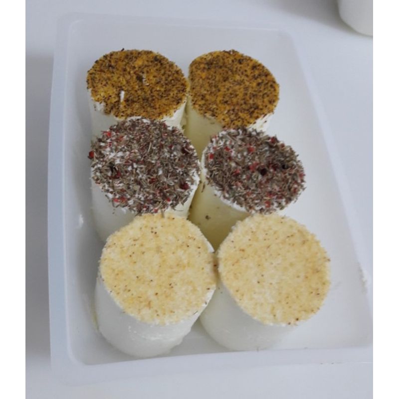 Ziegenkäserei Würnsreuth 6 x 125g Bio-Ziegenfrischkäse-Zylinder mit 3 verschiedenen Kräuter-/ Gewürztoppings in den Varianten Kräuter-Pfeffer, Senf, Knoblauch - Produktbild