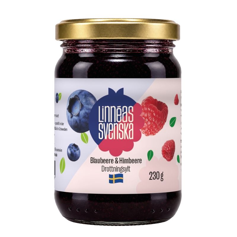 Linnéas Svenska Drottningsylt, kbA, Blaubeere & Himbeere - Produktbild