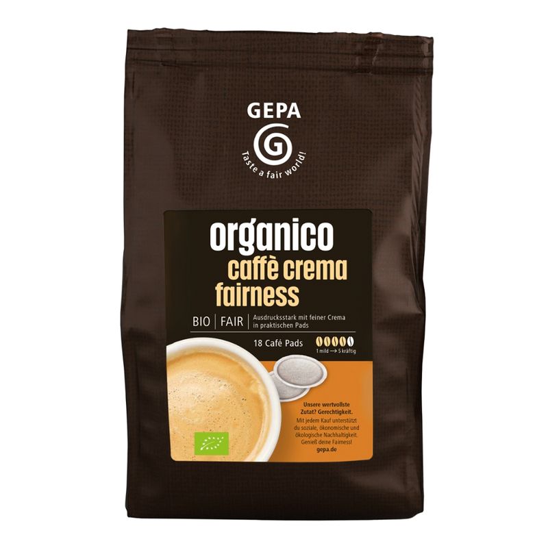 GEPA - The Fair Trade Company Bio organico caffè crema fairness, Pads 18x7g - Produktbild