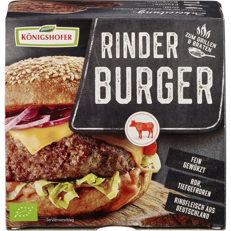 Königshofer Rinderburger, roh, tiefgefroren, fein gewürzt, Rindfleisch aus Deutschland - Produktbild