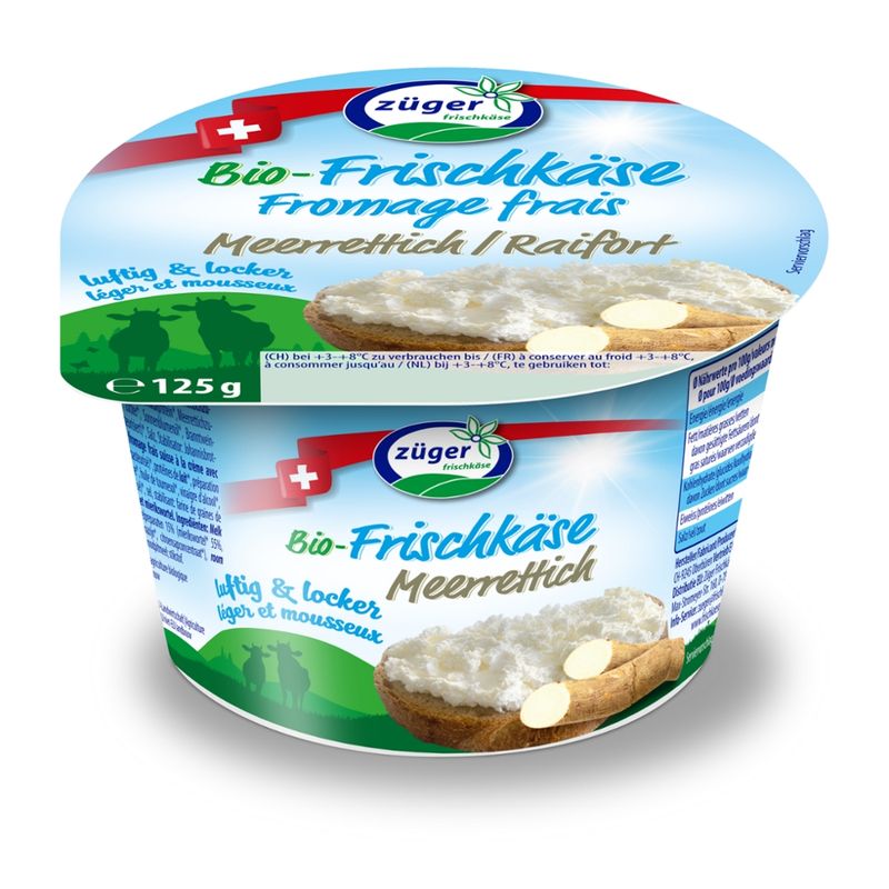 Züger Frischkäse AG Züger Bio Frischkäse luftig&locker Meerrettich 125g - Produktbild