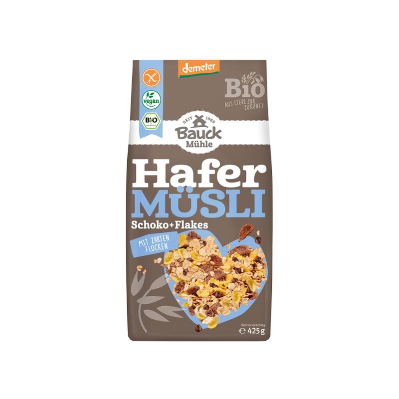 Bauck Mühle Hafer Müsli Schoko+Flakes Demeter gf - Produktbild