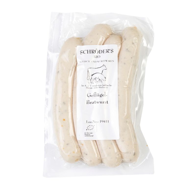 Schröder's Bio Fleisch- und Wurstwaren Geflügel-Bratwurst 4 x 50 g - Produktbild