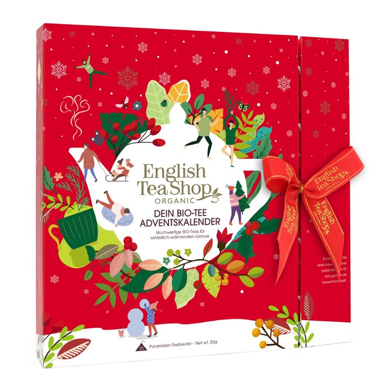 English Tea Shop English Tea Shop - Premium Teebuch Adventskalender mit Schleife "Red Christmas", 25 BIO Tees in Teepyramiden - Produktbild