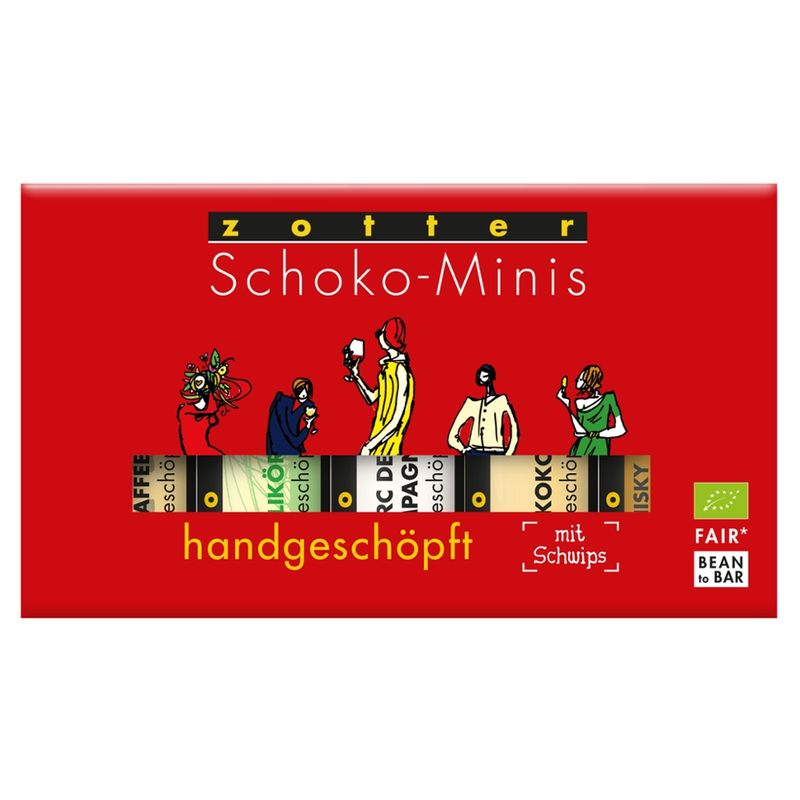 Zotter Schokolade Handgeschöpfte Schoko-Minis mit Schwips, 5 Sorten (Alk.) - Produktbild