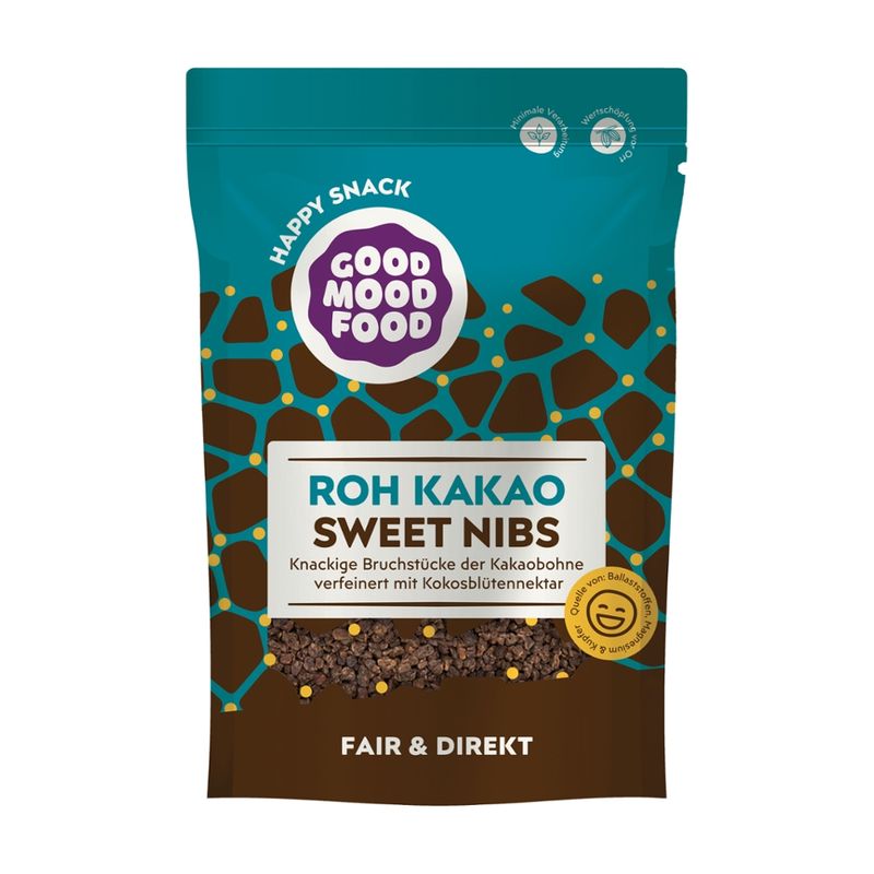 goodmoodfood Roh Kakao Sweet Nibs mit Kokosblütennektar gesüßt - Produktbild