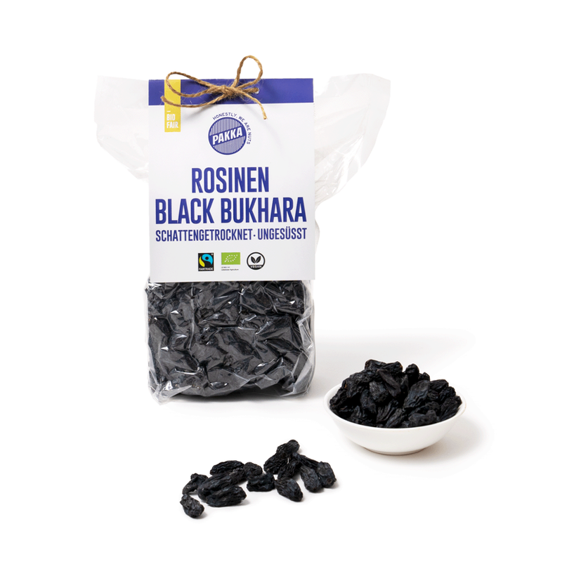 Pakka Black Bukhara Rosinen getrocknet, Bio & Fairtrade, 600g - Produktbild