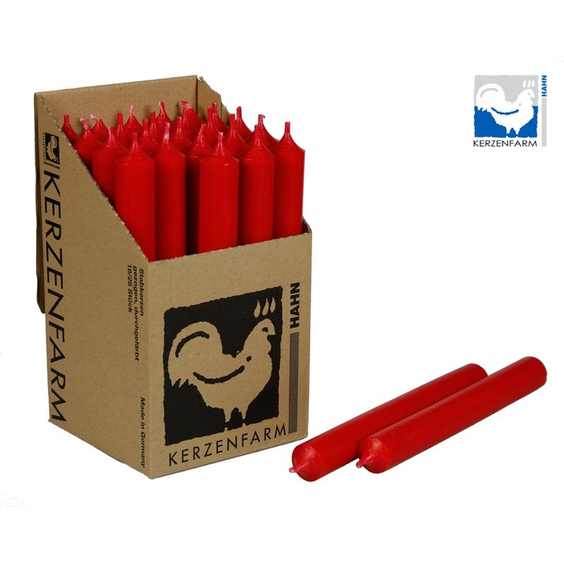 Kerzenfarm Hahn Paraffin Stabkerze, weihnachtsrot, 180x22 mm - Produktbild