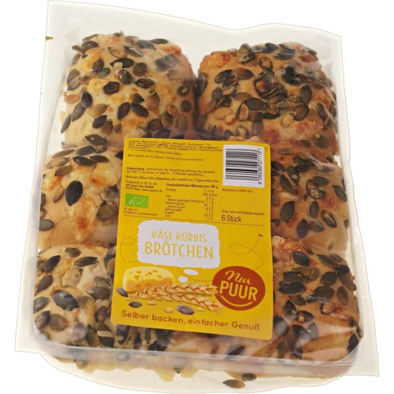 Nur Puur Käse Kürbis Brötchen, 6 Stück - Produktbild