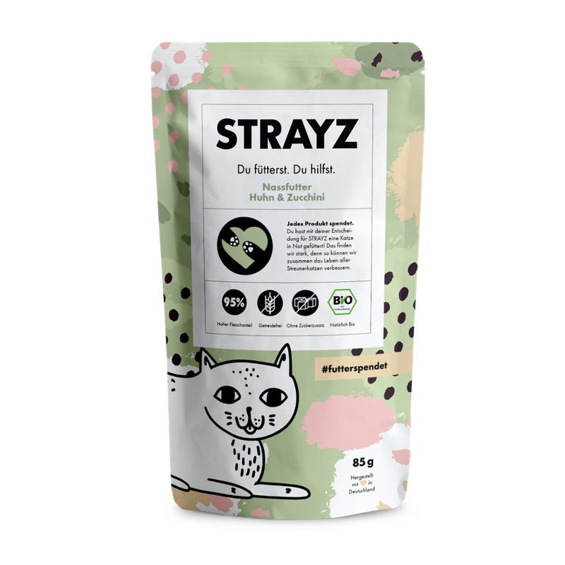 STRAYZ STRAYZ Katze Nassfutter Huhn & Zucchini BIO, 85g - Produktbild