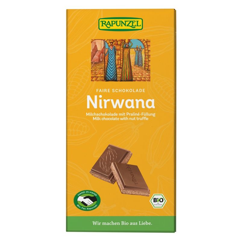 Rapunzel Nirwana Milchschokolade mit Praliné-Füllung HIH - Produktbild