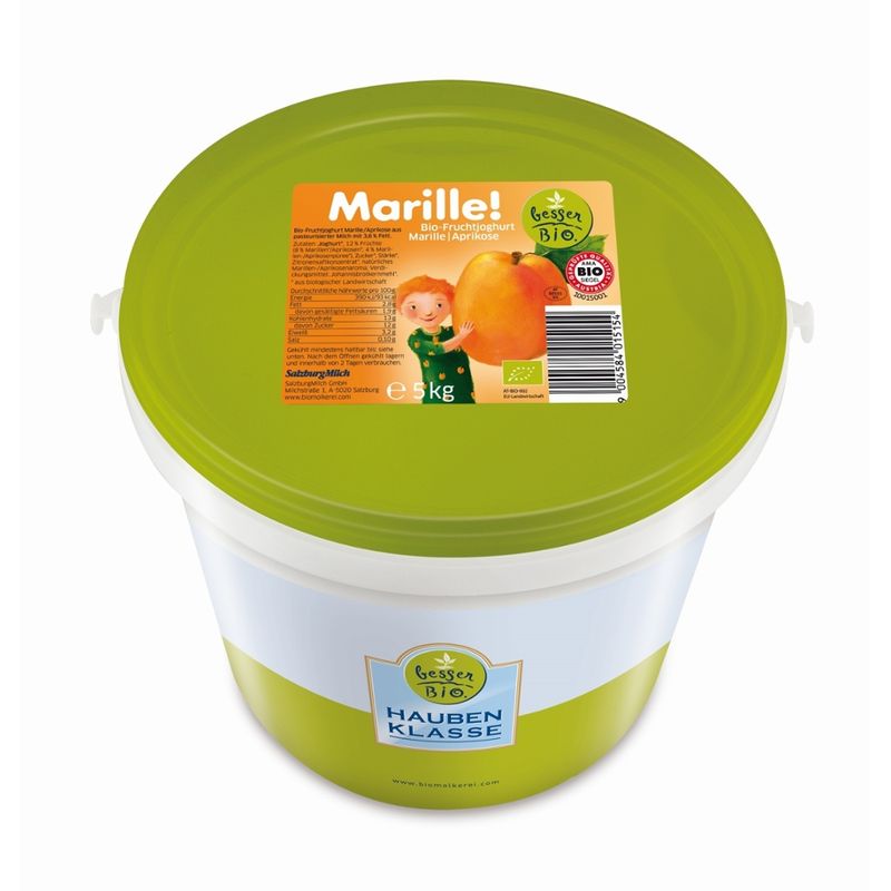besser Bio. besser Bio. Bio-Fruchtjoghurt Marille aus pasteurisierter Milch, 3,6% Fett, 5kg Haubenklasse - Produktbild