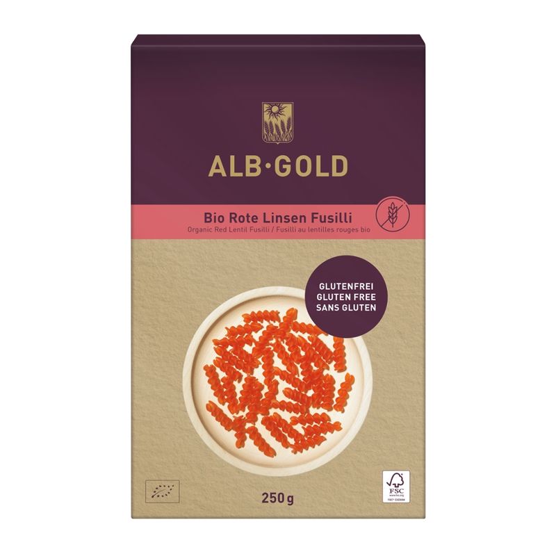 ALB-GOLD ALB-GOLD Bio Rote Linsen Fusilli 8 x 250g - Produktbild