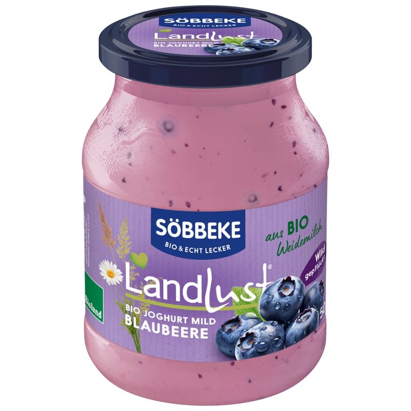 Söbbeke Bio Weidemilch Joghurt mild Blaubeere 3,8% Fett - Produktbild