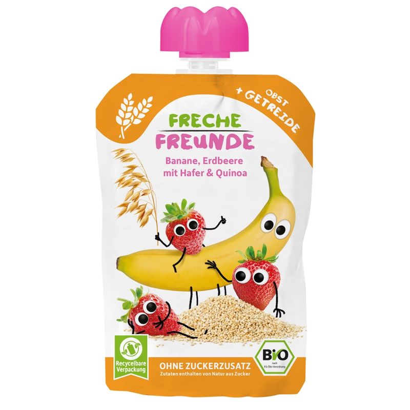 Freche Freunde FF Bio Quetschie Banane, Erdbeere mit Hafer & Quinoa - Produktbild