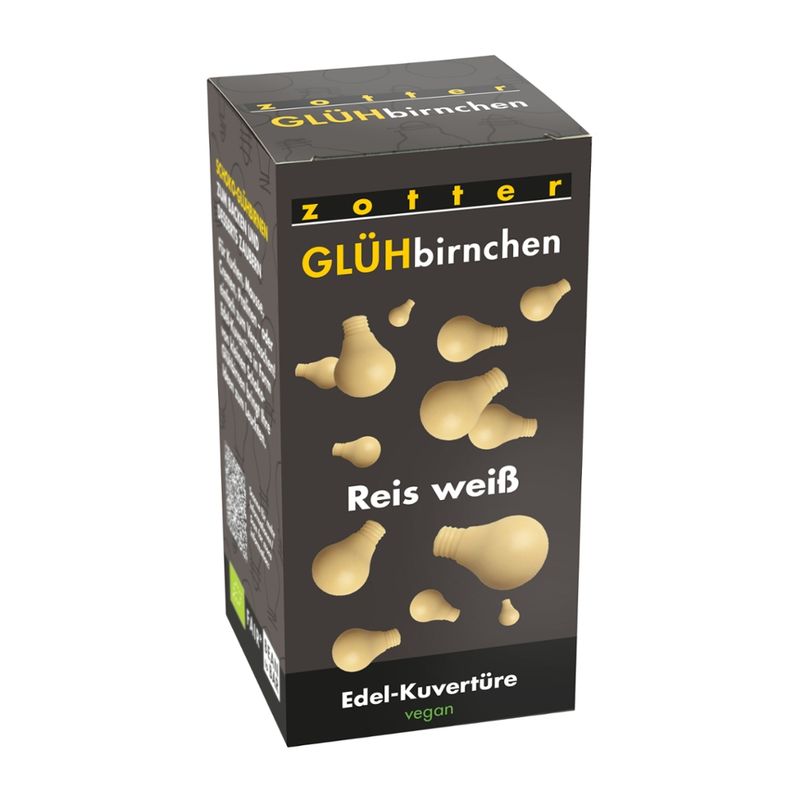 Zotter Schokolade Glühbirnchen - Reis weiß - Produktbild