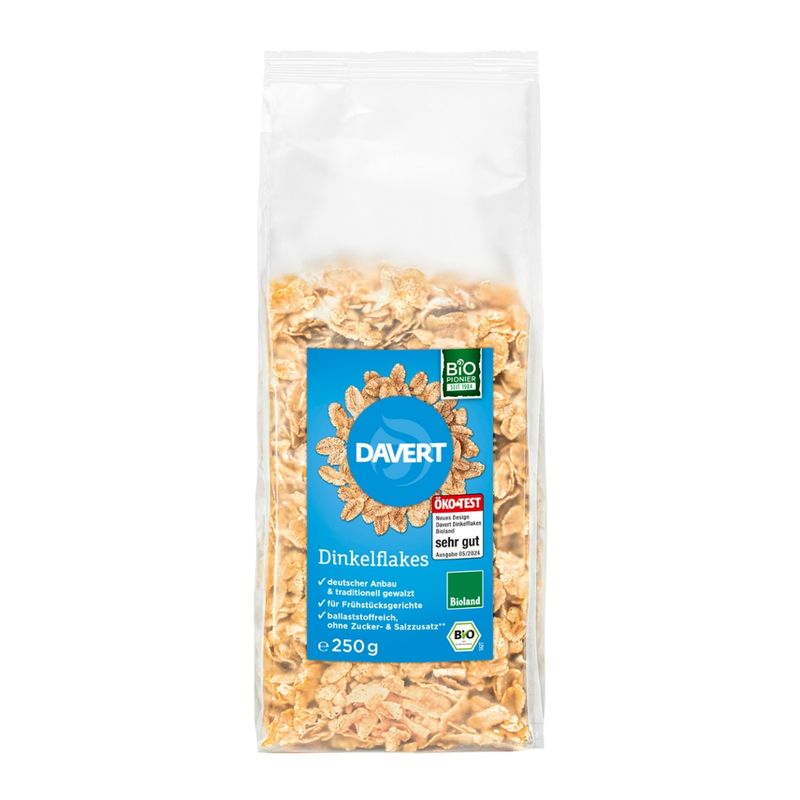 Davert Dinkelflakes ohne Zucker- & Salzzusatz Bioland 250g - Produktbild