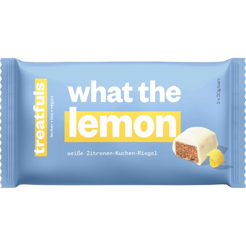 treatfuls treatfuls Bio Zitronen-Kuchen-Riegel mit weißem Schokoladenüberzug - what the lemon - Produktbild