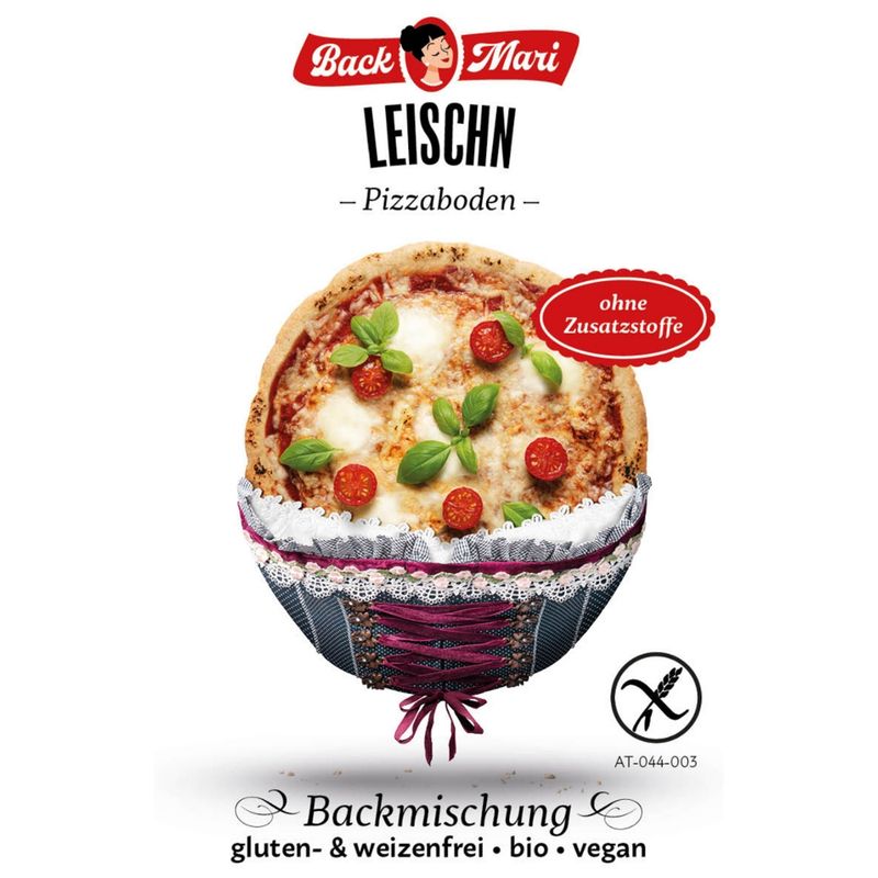 Backmari LEISCHN - Pizzaboden. Glutenfreie, weizenfreie Bio-Backmischung ohne Zusatzstoffe - Produktbild