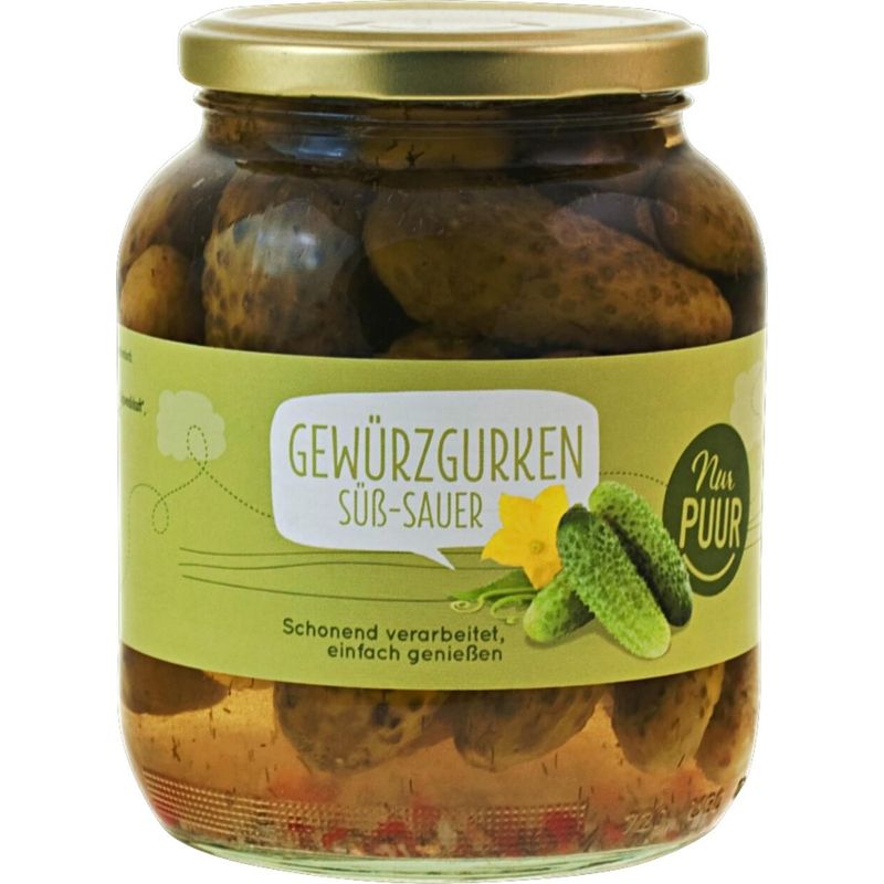 Nur Puur Gewürzgurken, süß-sauer - Produktbild