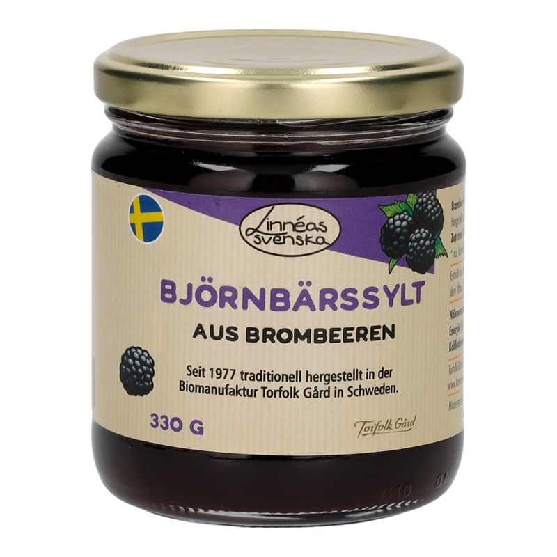 Linnéas Svenska Björnbärssylt, Fruchtaufstrich aus Brombeeren, kbA - Produktbild