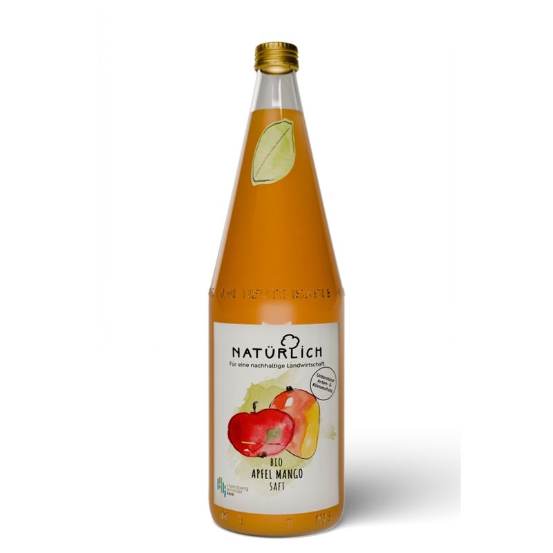 Natürlich Apfel Mango Saft - Direktsaft aus Äpfel aus eigenem Anbau am Ammersee mit Mangopüree aus Indien verfeinert - Produktbild
