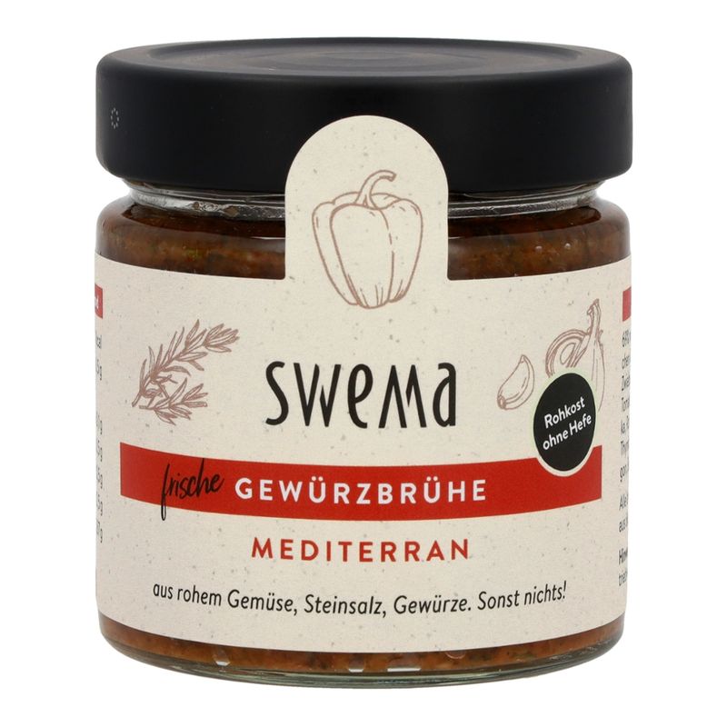 SweMa Frische Gemüsebrühe mediterran - 210g Glas für 6 Liter, rohes Gemüse, Steinsalz, Gewürze. Sonst nichts! - Produktbild