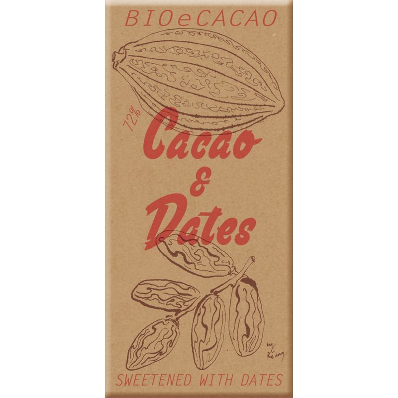 BioeCacao Cacao & Dates 72% Dunkel Schweizer Schokolade mit Datteln gesüsst - Produktbild