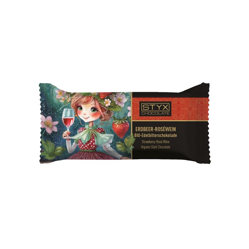Styx Naturcosmetic BIO-Edelbitterschokolade gefüllt mit 70% Erdbeer- & Roséwein-Ganache 70g - Produktbild