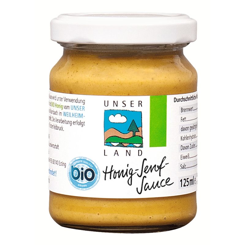 UNSER LAND UNSER LAND Bio Honig-Senf-Sauce, BayBio, 125ml Glas - Produktbild