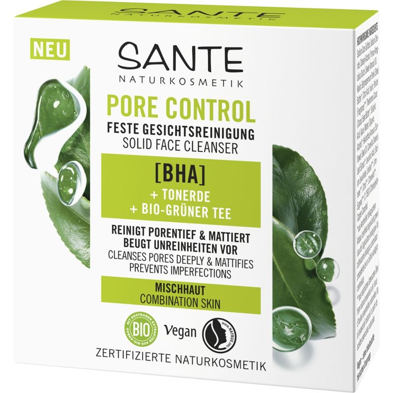Sante Pore Control Feste Gesichtsreinigung mit BHA, Niacinamid Effekt & Bio-Grüner Te - Produktbild